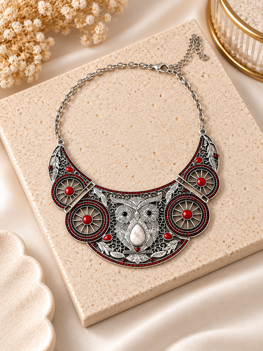 COLLAR BÚHO ROJO