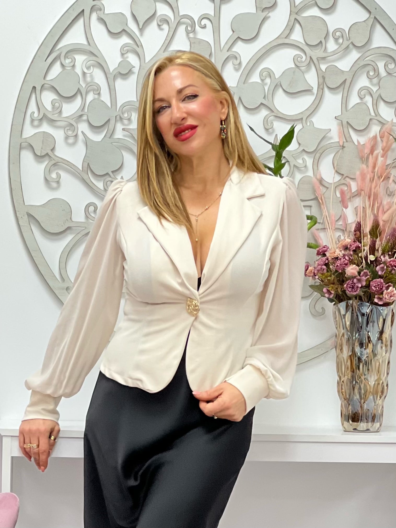 BLUSA/AMERICANA “Cuarzo” MARFIL