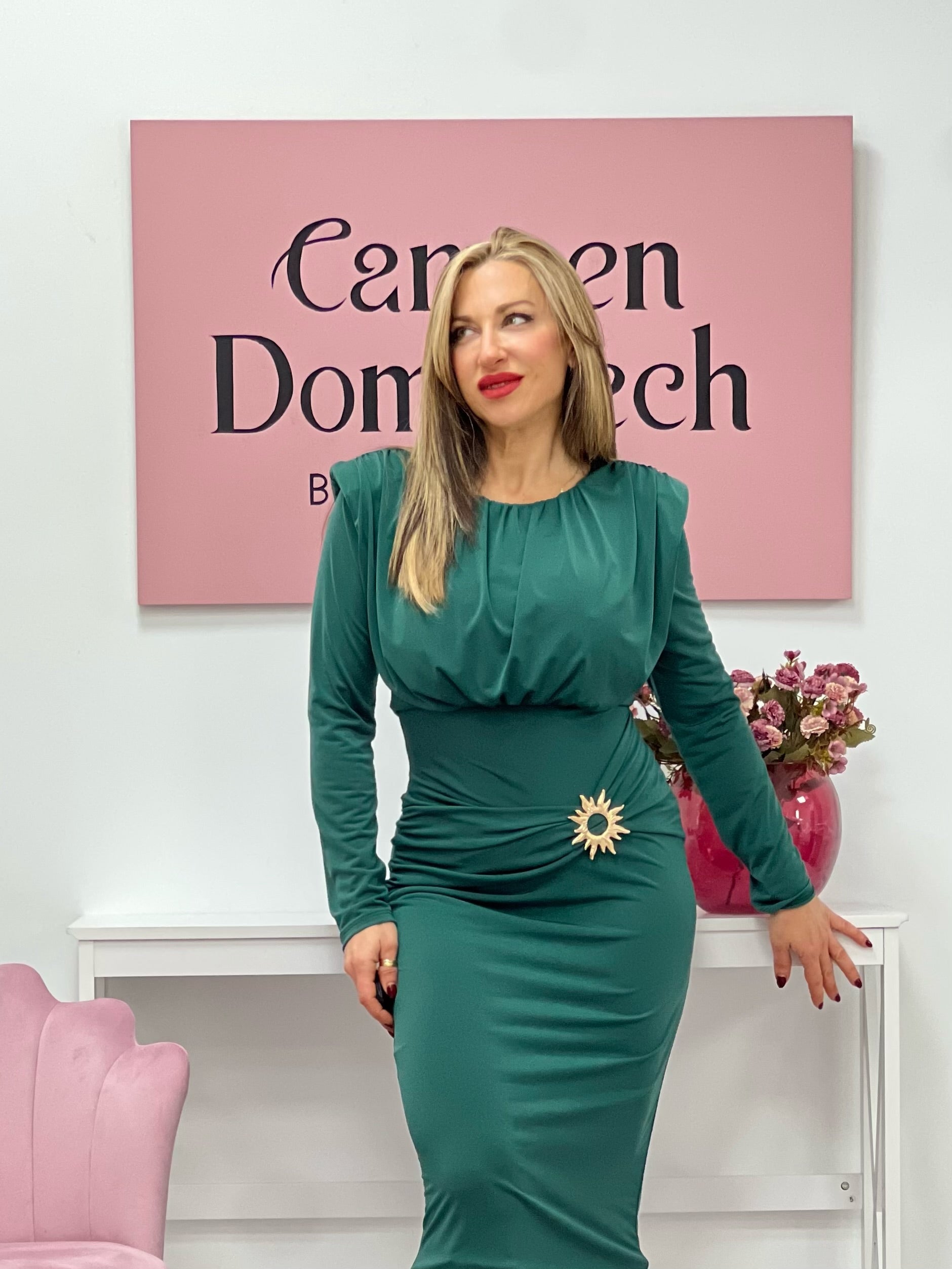 VESTIDO “Niza” VERDE BOTELLA