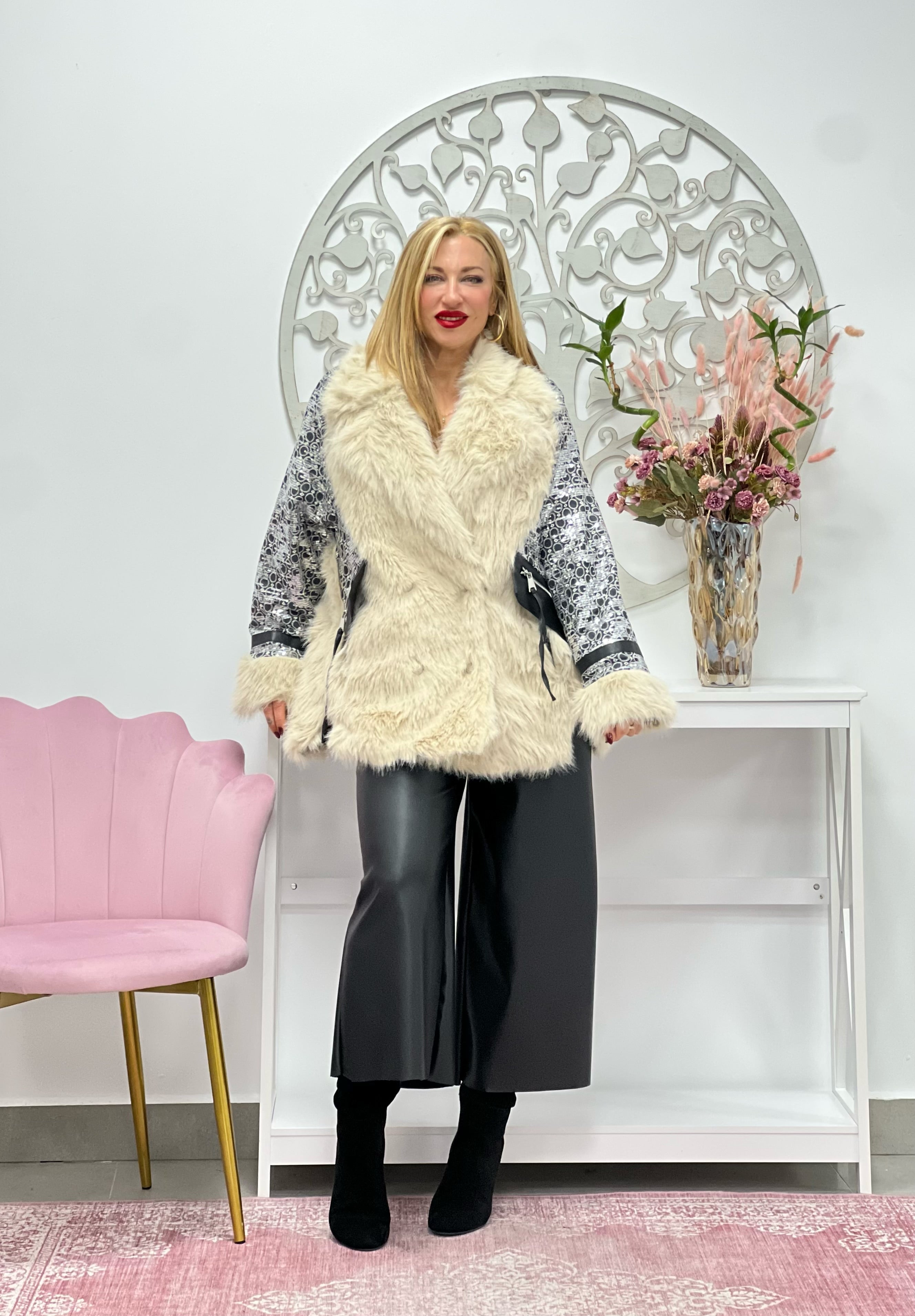 ABRIGO "Alpes" NEGRO-BEIGE