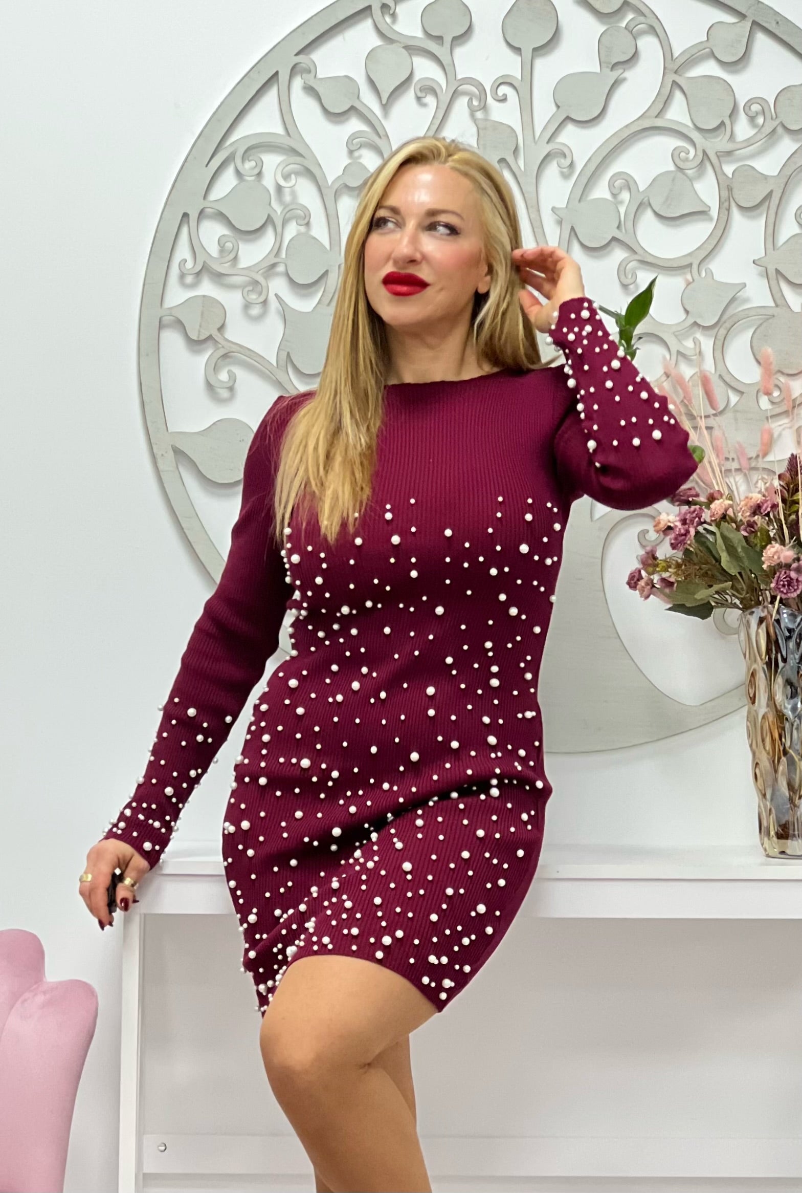 VESTIDO “Perla” BURDEOS