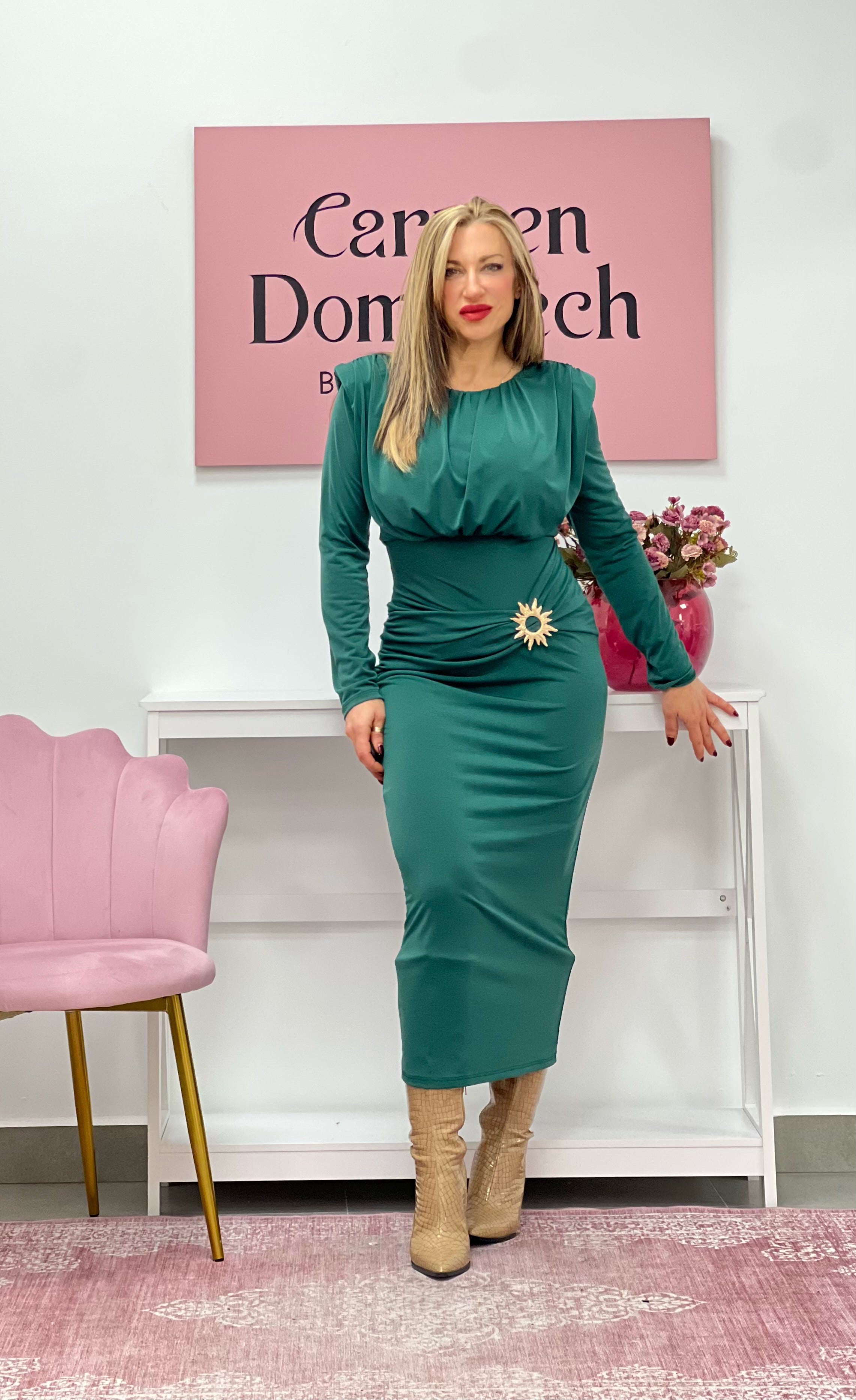 VESTIDO “Niza” VERDE BOTELLA